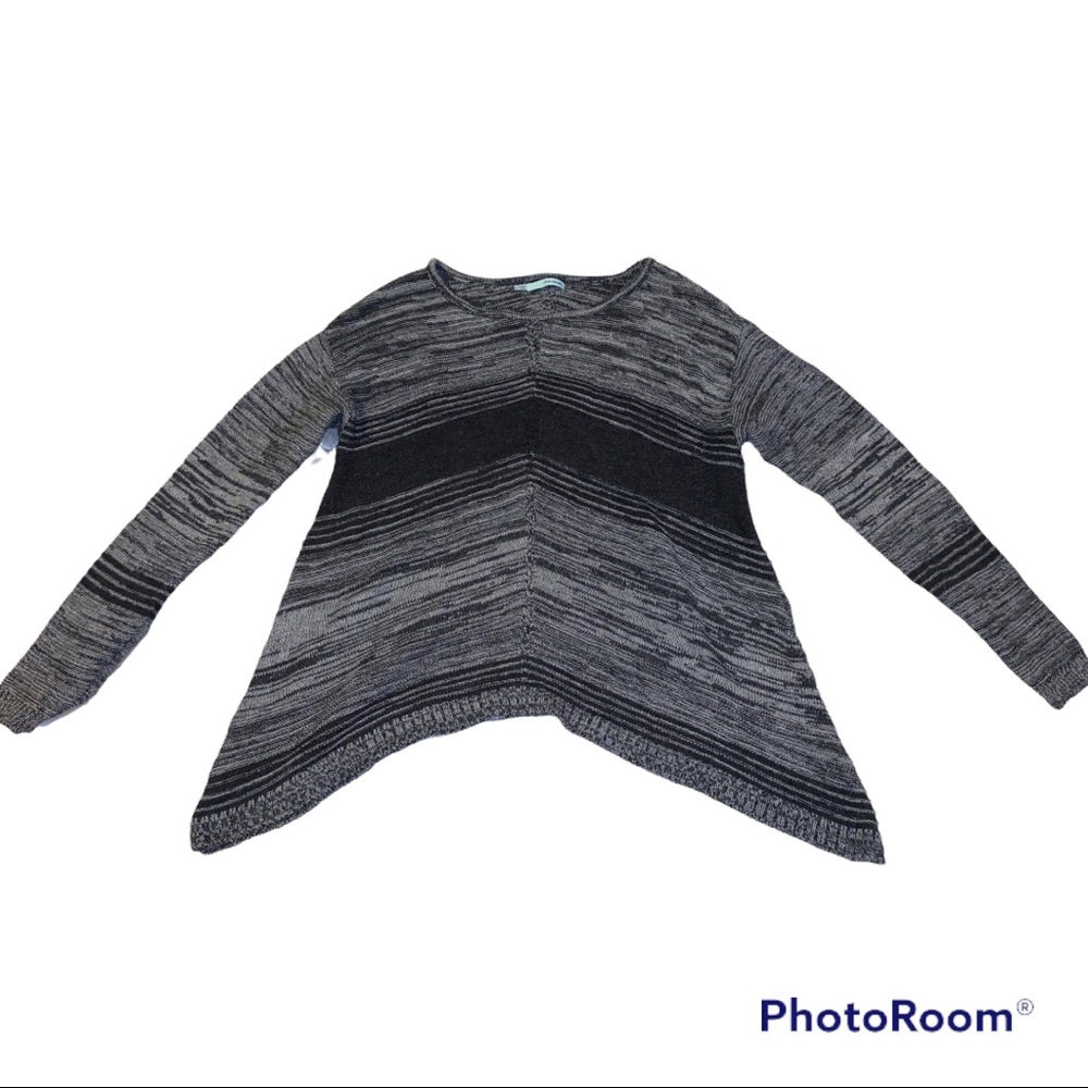 Maurices Sweater Gray White Stripe Boat Neck Pullover Size Large